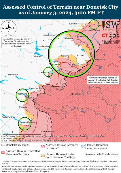 Mappa delle operazioni militari del 4 gennaio 2024 - la situazione al fronte