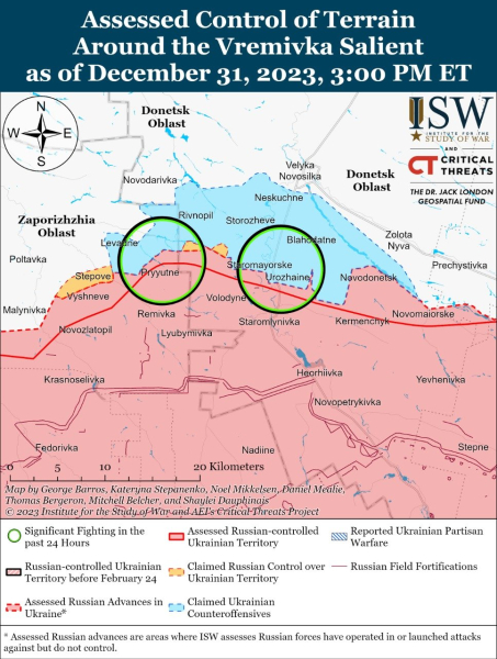 Mappa delle operazioni militari al 2 gennaio 2024 — situazione al fronte