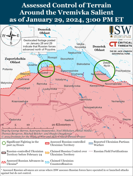 Mappa delle operazioni militari al 30 gennaio 2024 - situazione al fronte