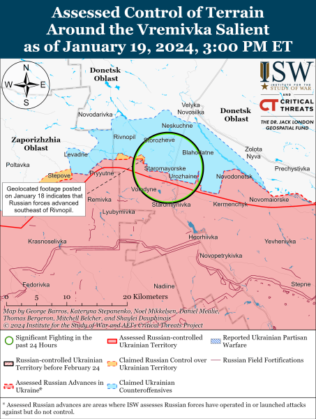 Mappa delle operazioni militari per il 20 gennaio 2024 - la situazione al fronte