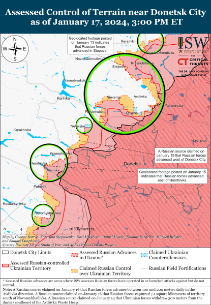 Mappa delle operazioni militari al 18 gennaio 2024 - situazione al fronte