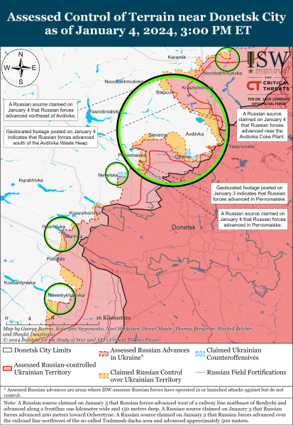 Mappa delle operazioni militari del 5 gennaio 2024 - la situazione al fronte