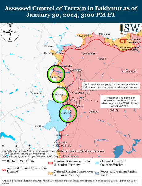 Mappa delle operazioni militari al 31 gennaio 2024 — situazione al fronte