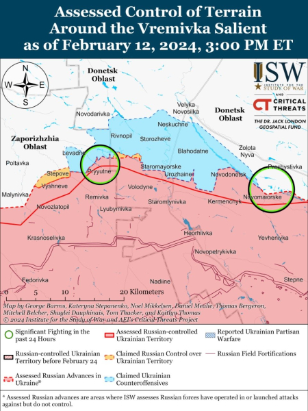 Mappa delle operazioni militari al 13 febbraio 2024 - situazione al fronte