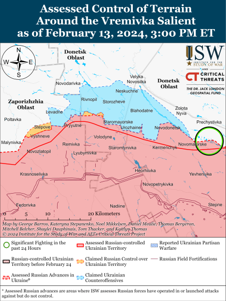 Mappa delle operazioni militari al 14 febbraio 2024 - situazione al fronte