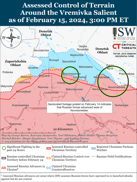 Mappa delle operazioni militari al 16 febbraio 2024 - situazione al fronte