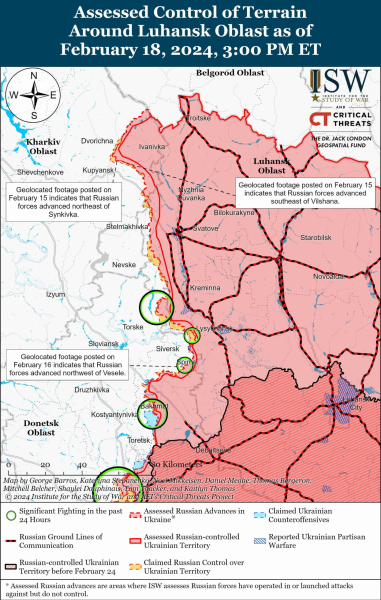 Mappa delle operazioni militari al 19 febbraio 2024 - situazione al fronte