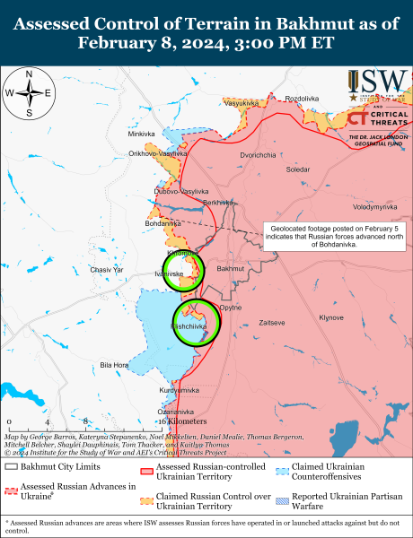 Mappa delle operazioni militari del 9 febbraio 2024 - la situazione al fronte