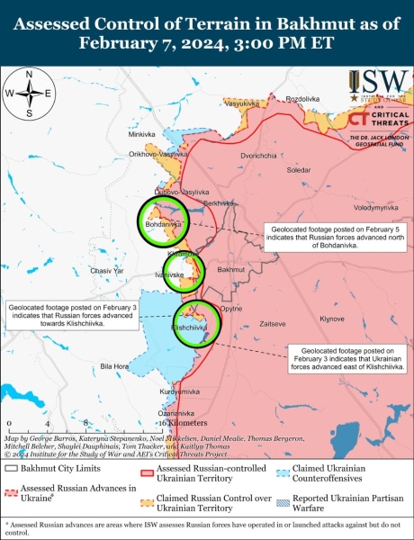 Mappa delle operazioni militari all'8 febbraio 2024 - situazione al fronte