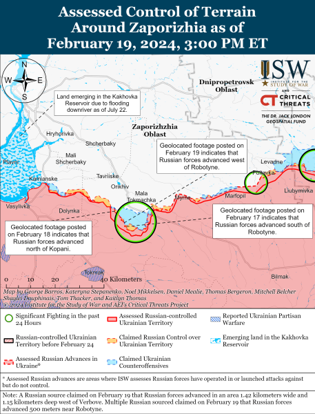 Mappa delle operazioni militari al 20 febbraio 2024 - situazione al fronte