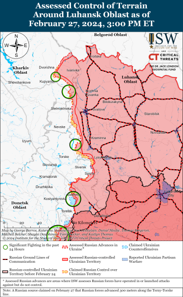 Mappa delle operazioni militari del 28 febbraio 2024 - la situazione al fronte