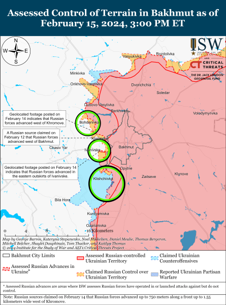 Mappa delle operazioni militari al 16 febbraio 2024 - situazione al fronte