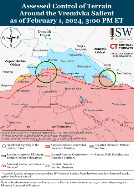 Mappa delle operazioni militari al 2 febbraio 2024 - situazione al fronte