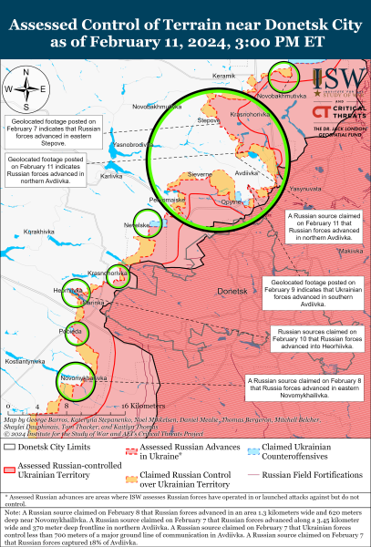 Mappa delle operazioni militari al 12 febbraio 2024 - situazione al fronte