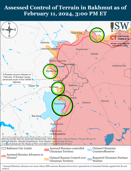 Mappa delle operazioni militari per il 12 febbraio 2024 — situazione al fronte