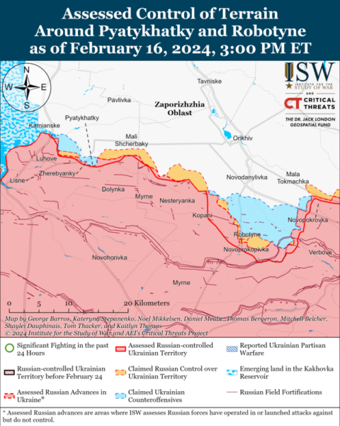 Mappa delle operazioni militari al 17 febbraio 2024 - situazione al fronte