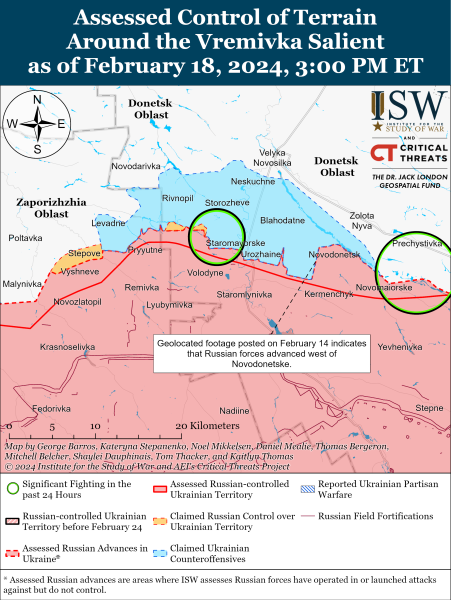 Mappa delle operazioni militari al 19 febbraio 2024 — situazione al fronte