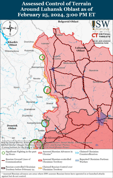 Mappa delle operazioni militari al 26 febbraio 2024 — situazione al fronte