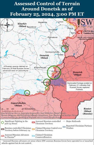 Mappa delle operazioni militari al 26 febbraio 2024 - situazione al il fronte