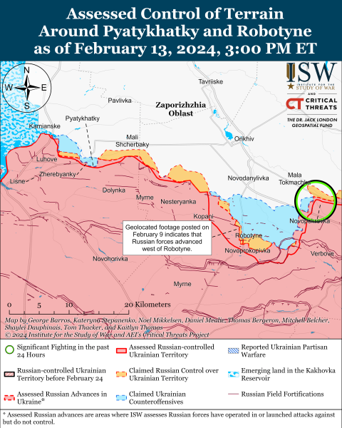 Mappa delle operazioni militari del 14 febbraio 2024 - la situazione al fronte