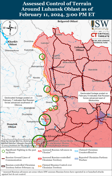 Mappa delle operazioni militari per il 12 febbraio 2024 — situazione davanti