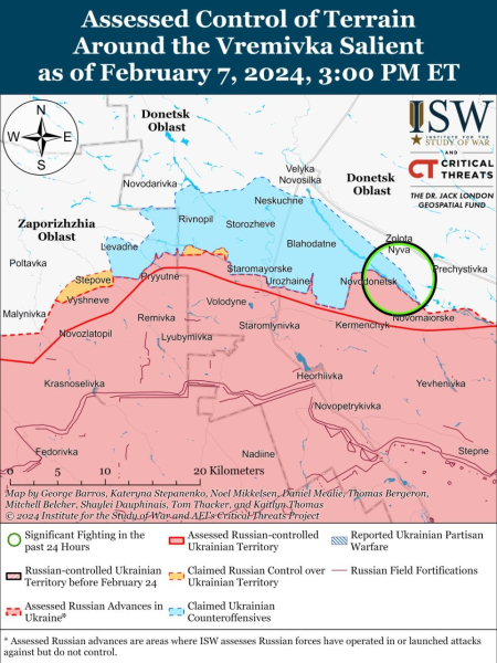 Mappa delle operazioni militari all'8 febbraio 2024 - situazione al fronte