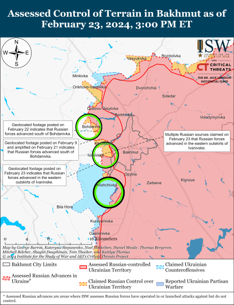 Mappa delle operazioni militari al 24 febbraio 2024 - situazione al fronte