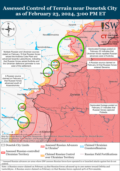 Mappa delle operazioni militari al 24 febbraio 2024 - situazione al fronte