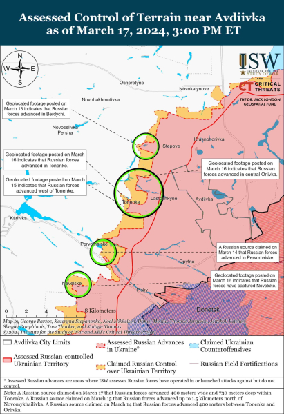 Mappa delle operazioni militari del 18 marzo 2024 - la situazione davanti