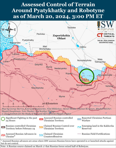 Mappa delle operazioni militari al 21 marzo 2024 - situazione al il fronte