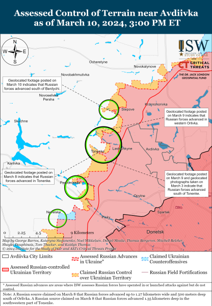 Mappa delle operazioni militari dell'11 marzo 2024 - la situazione davanti