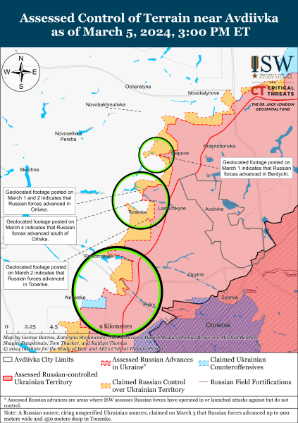 Mappa delle operazioni militari per il 6 marzo 2024 - situazione a il fronte