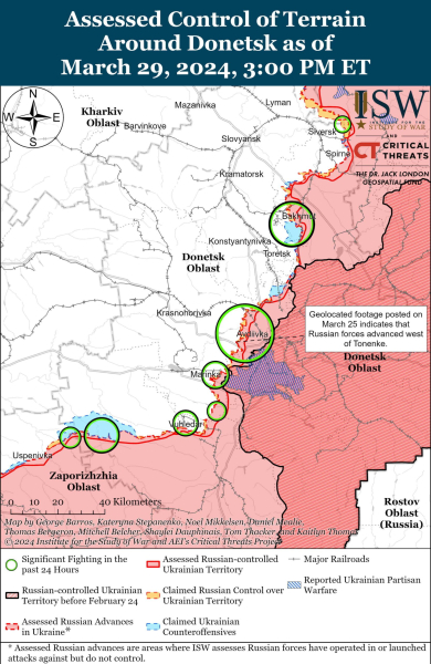 Mappa delle operazioni militari al 30 marzo 2024 - la situazione al fronte