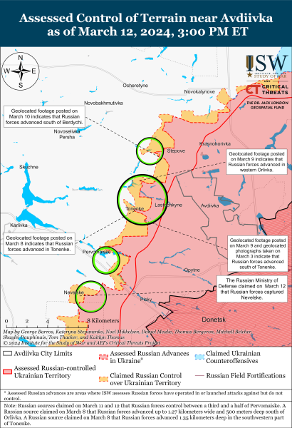 Mappa delle operazioni militari del 13 marzo 2024 - la situazione al fronte 