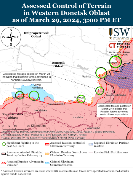 Mappa delle operazioni militari al 30 marzo 2024 - situazione al fronte