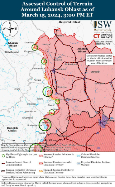 Mappa delle operazioni militari del 16 marzo 2024 - situazione al fronte