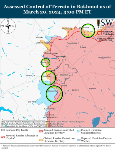 Mappa delle operazioni militari al 21 marzo 2024 - situazione al fronte