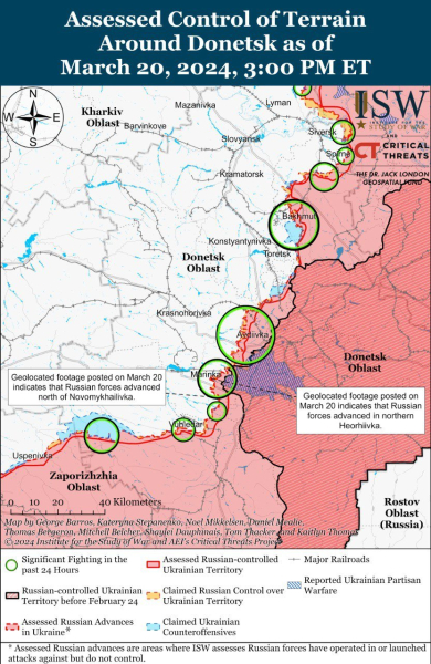 Mappa delle operazioni militari al 21 marzo 2024 - situazione al anteriore