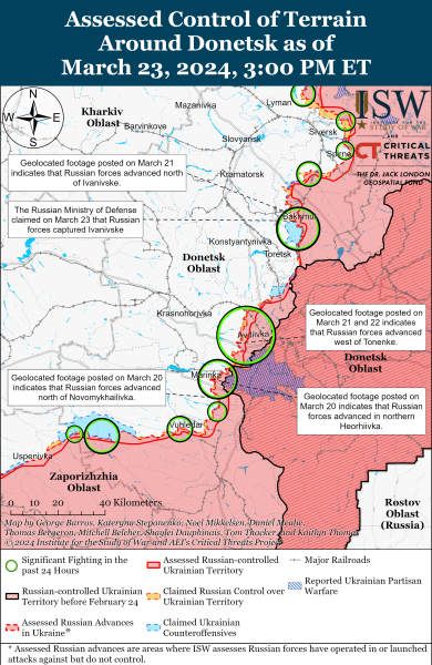 Mappa delle operazioni militari al 24 marzo 2024 - situazione al fronte