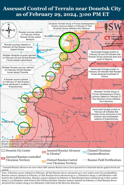 Mappa delle operazioni militari al 1 marzo 2024 - situazione al fronte