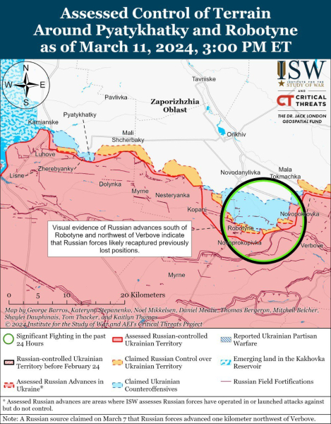 Mappa delle operazioni militari per il 12 marzo 2024 - situazione a il fronte