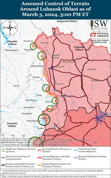 Mappa delle operazioni militari del 4 marzo 2024 - situazione al fronte