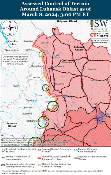 Mappa delle operazioni militari al 9 marzo 2024 - situazione al fronte