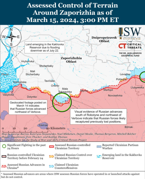 Mappa delle operazioni militari per il 16 marzo 2024 - situazione al fronte