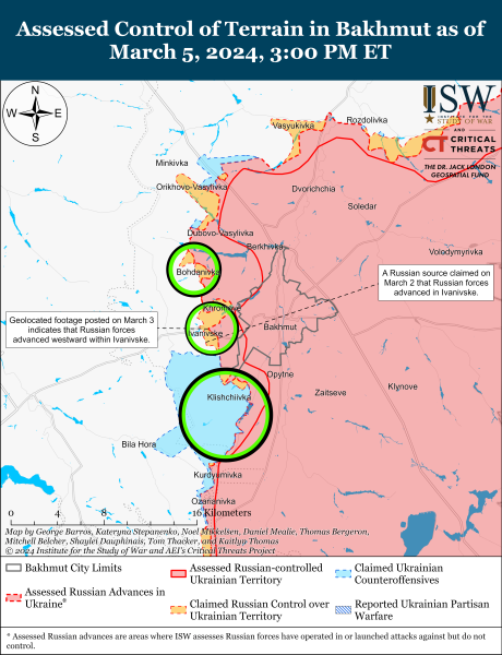 Mappa delle operazioni militari del 6 marzo 2024 &ndash ; situazione al fronte