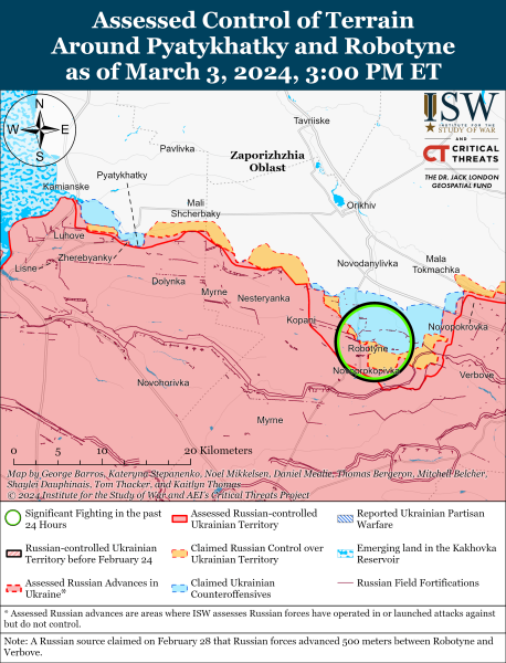 Mappa delle operazioni militari del 4 marzo 2024 - situazione al fronte