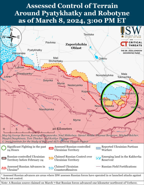 Mappa delle operazioni militari al 9 marzo 2024 - situazione al il fronte