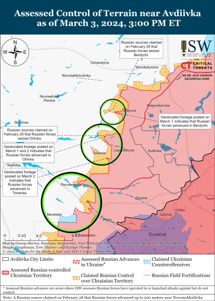 Mappa delle operazioni militari del 4 marzo 2024 - la situazione al fronte