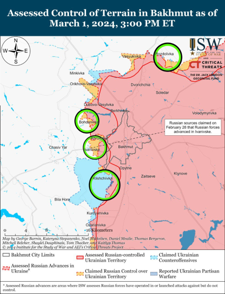 Mappa delle operazioni militari al 2 marzo 2024 — situazione al fronte