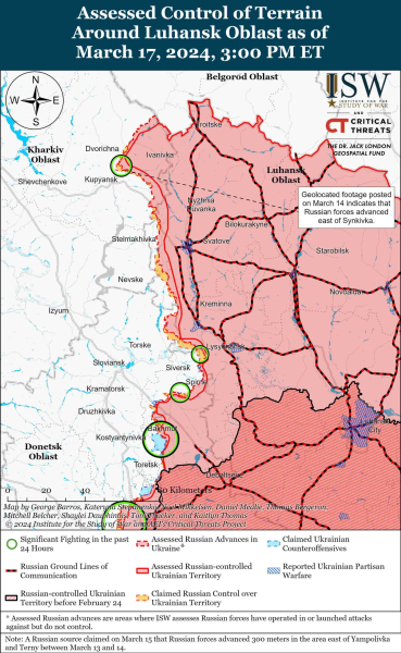 Mappa delle operazioni militari al 18 marzo 2024 - situazione al fronte 